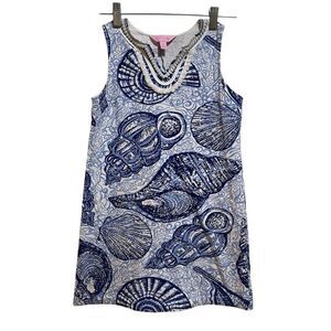 Lilly Pulitzer Girls L Mini Harper Shift Dress Blue Peri Pop Up Stuffed Shells